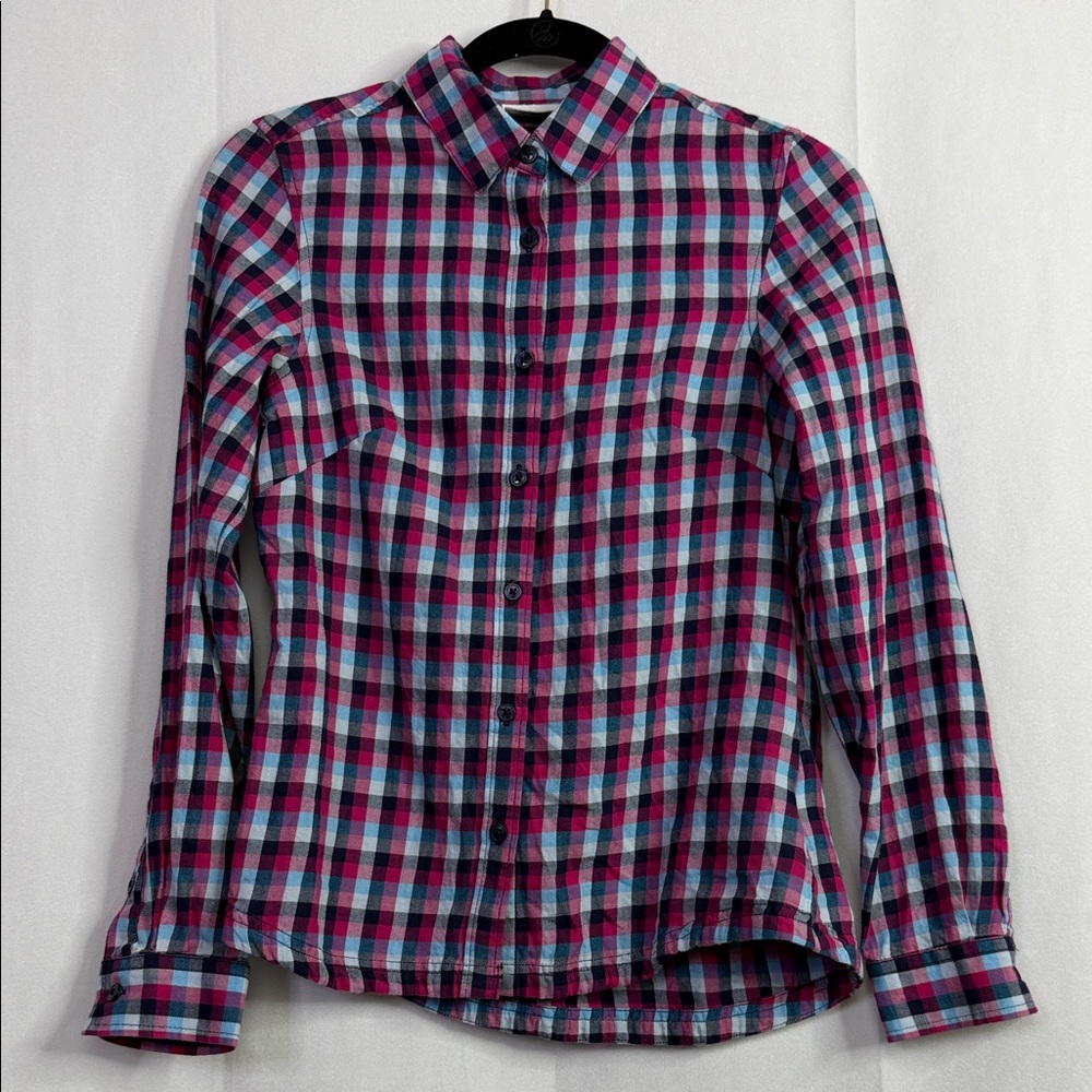 Columbia Pink Blue Plaid Long Sleeve Button Soft Flannel Shirt
